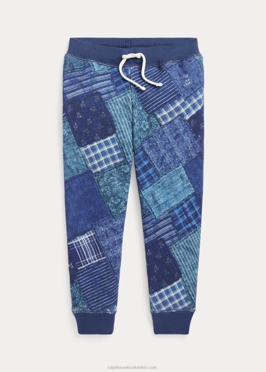 joggers de felpa francesa con estampado patchwork niños mosaico índigo Ralph Lauren 2XR2V7467