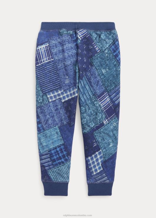 joggers de felpa francesa con estampado patchwork niños mosaico índigo Ralph Lauren 2XR2V7467