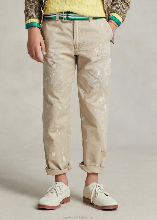 pantalones chinos de corte clásico con salpicaduras de pintura niños lavado tabernero Ralph Lauren 2XR2V6558