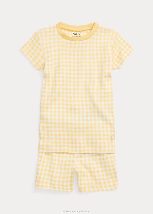 juego de dormir de jersey acanalado de cuadros vichy niños maíz amarillo Ralph Lauren 2XR2V7325