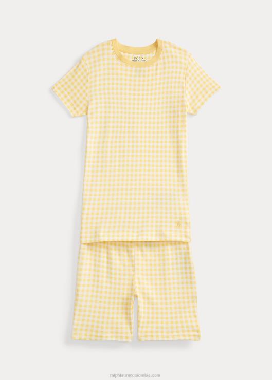 juego de dormir de jersey acanalado de cuadros vichy niños maíz amarillo Ralph Lauren 2XR2V7327