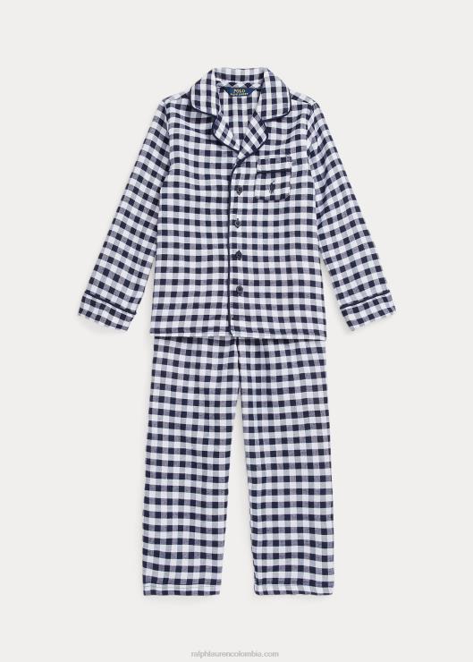 juego de dormir de sarga de cuadros vichy niños blanco/marino newport Ralph Lauren 2XR2V6395