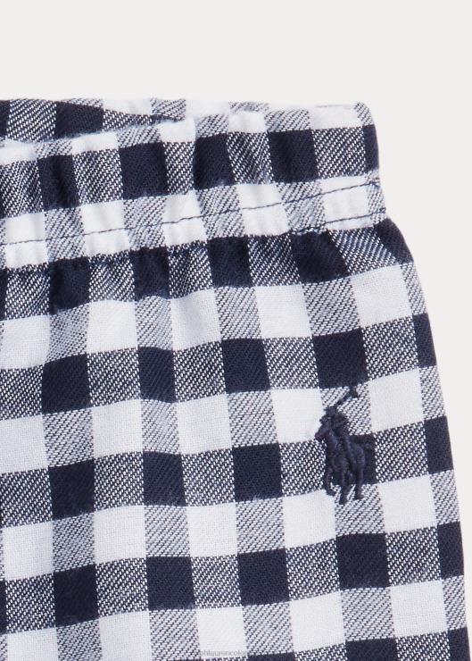 juego de dormir de sarga de cuadros vichy niños blanco/marino newport Ralph Lauren 2XR2V6395