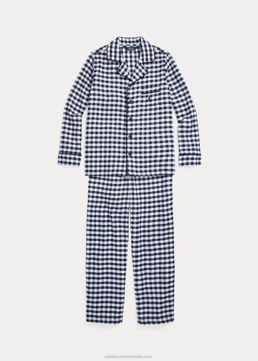 juego de dormir de sarga de cuadros vichy niños blanco/marino newport Ralph Lauren 2XR2V6396