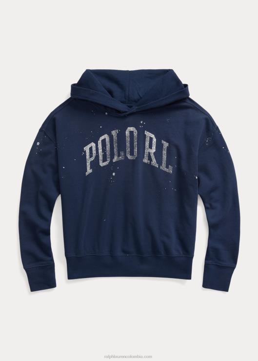 sudadera con capucha Spa Terry con estampado de salpicaduras de pintura niños azul marino rústico Ralph Lauren 2XR2V7488
