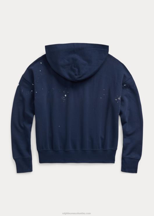 sudadera con capucha Spa Terry con estampado de salpicaduras de pintura niños azul marino rústico Ralph Lauren 2XR2V7488