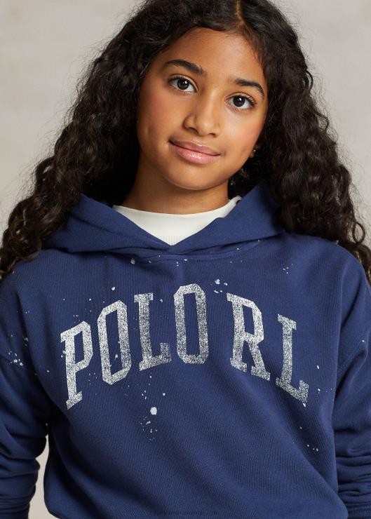 sudadera con capucha Spa Terry con estampado de salpicaduras de pintura niños azul marino rústico Ralph Lauren 2XR2V7488