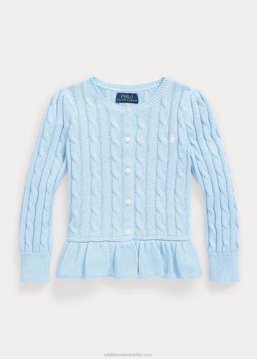 cárdigan tejido de ochos con peplum niños oficina azul/nevis Ralph Lauren 2XR2V9993
