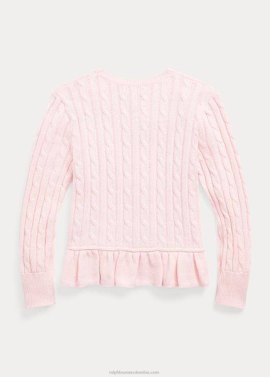 cárdigan tejido de ochos con peplum niños piensa en rosa Ralph Lauren 2XR2V7553