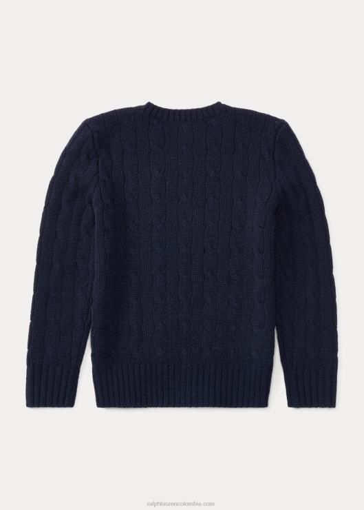 el icónico jersey de punto de ochos de cachemira niños azul marino refinado Ralph Lauren 2XR2V5725