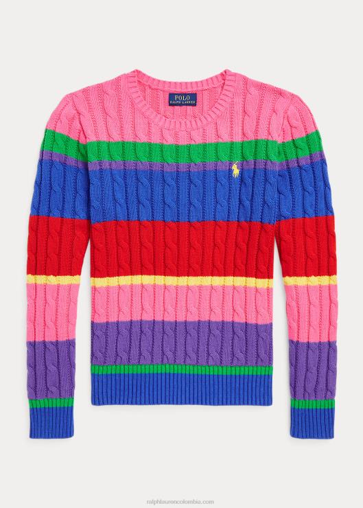jersey de ochos de algodón a rayas niños nuevo iris multi Ralph Lauren 2XR2V6973