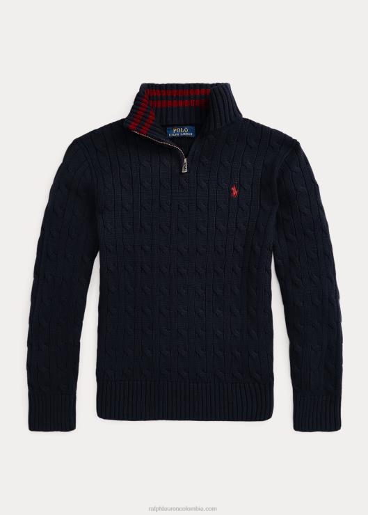 jersey de punto de ochos con cremallera niños azul marino Ralph Lauren 2XR2V6651