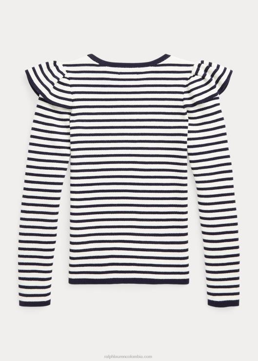 jersey de rayas con volantes niños rl azul marino/crema casa club Ralph Lauren 2XR2V7594