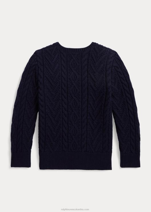 suéter aran de mezcla de algodón niños azul marino Ralph Lauren 2XR2V9919