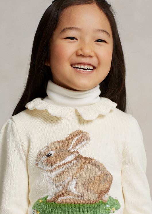 suéter de algodón con conejito de año nuevo lunar niños crema de la casa club Ralph Lauren 2XR2V6733