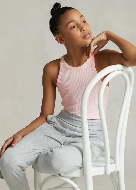 camiseta sin mangas de canalé niños rosa acacia Ralph Lauren 2XR2V7499