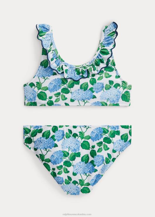 traje de baño de dos piezas con volantes florales niños lenox hortensia floral Ralph Lauren 2XR2V7331