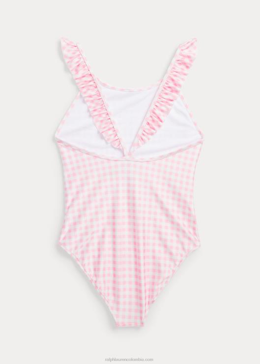 traje de baño de una pieza con volantes niños rosa carmelo Ralph Lauren 2XR2V7332