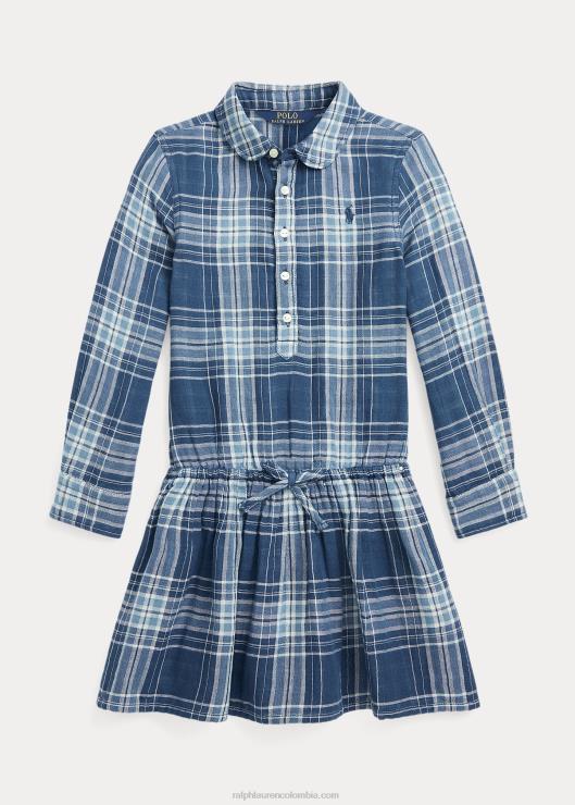vestido camisero a cuadros de doble faz niños cuadros azul/marino Ralph Lauren 2XR2V7445