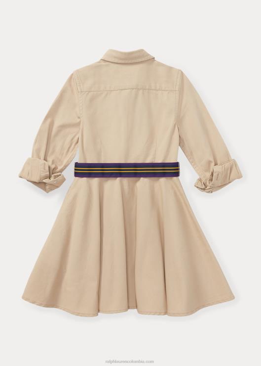 vestido camisero chino de algodón con cinturón niños caqui Ralph Lauren 2XR2V6920