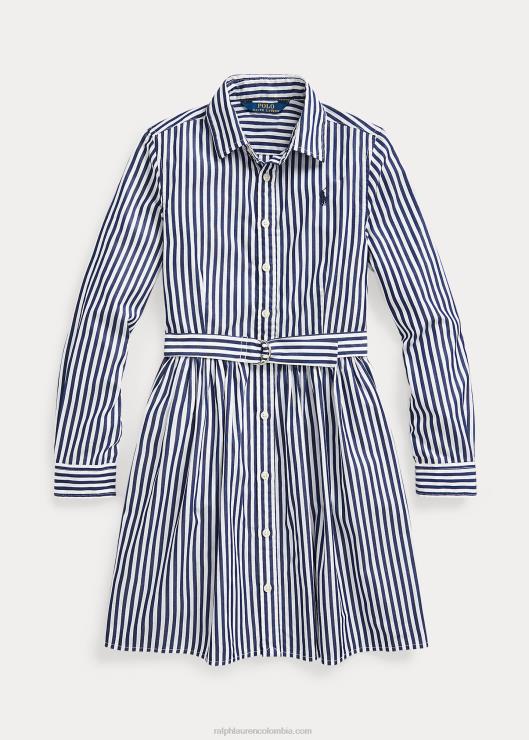 vestido camisero de algodón a rayas niños azul marino multi Ralph Lauren 2XR2V7634