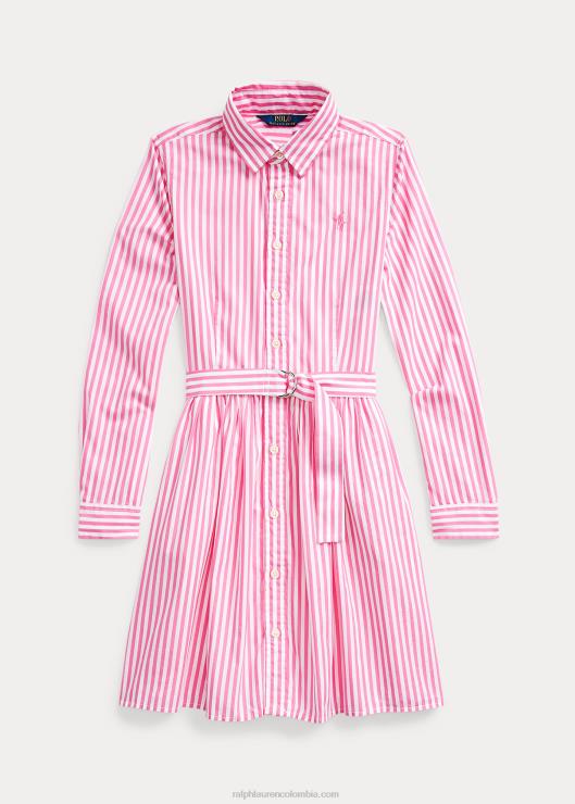 vestido camisero de algodón a rayas niños rosa multi Ralph Lauren 2XR2V10005
