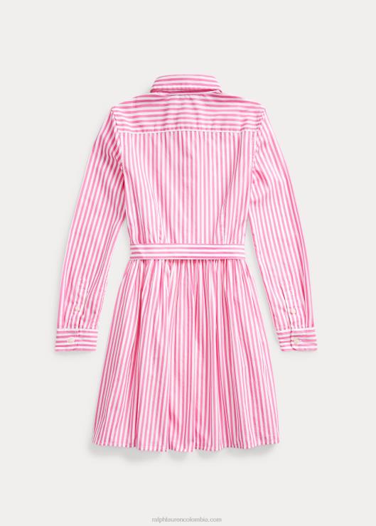 vestido camisero de algodón a rayas niños rosa multi Ralph Lauren 2XR2V10005