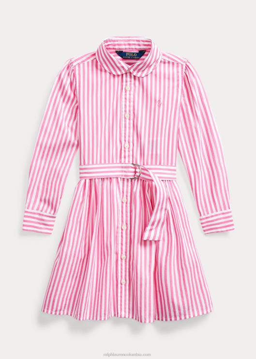 vestido camisero de algodón a rayas niños rosa multi Ralph Lauren 2XR2V7479