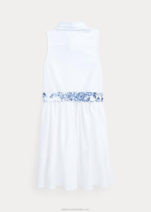 vestido camisero de algodón oxford con cinturón niños lavaplatos blanco Ralph Lauren 2XR2V6810