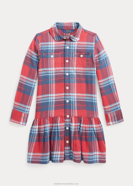 vestido camisero de sarga de algodón a cuadros niños rojo/azul multicolor Ralph Lauren 2XR2V7476