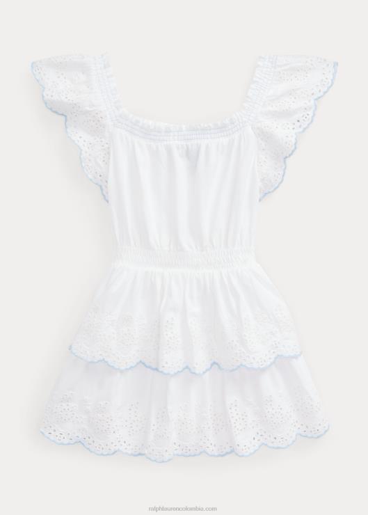 vestido de jersey de algodón con bordado de ojales niños blanco Ralph Lauren 2XR2V6843