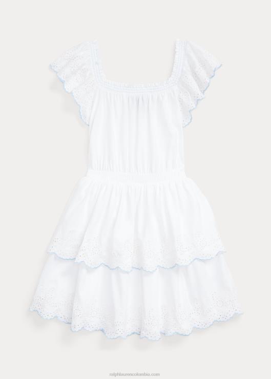 vestido de jersey de algodón con bordado de ojales niños blanco Ralph Lauren 2XR2V7059