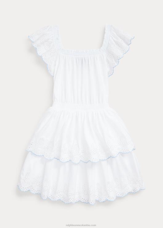 vestido de jersey de algodón con bordado de ojales niños blanco Ralph Lauren 2XR2V7059