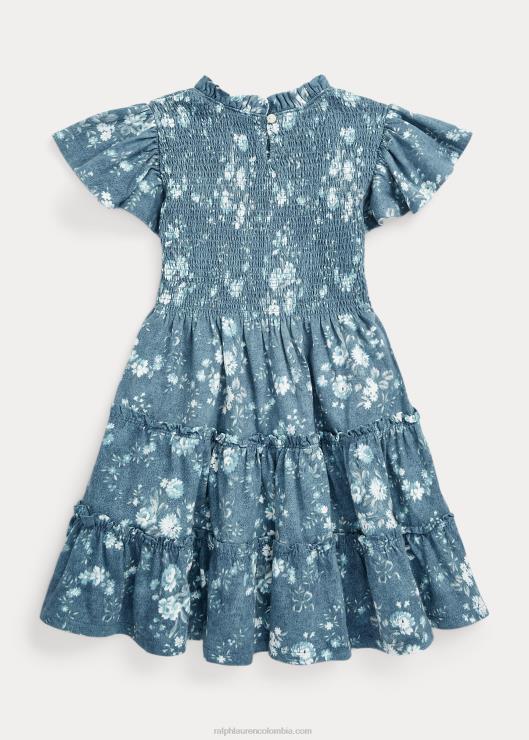 vestido de jersey de algodón fruncido floral niños floral Ralph Lauren 2XR2V6812