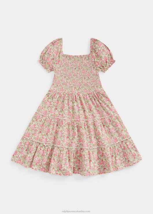 vestido de jersey de algodón fruncido floral niños floral Ralph Lauren 2XR2V7523