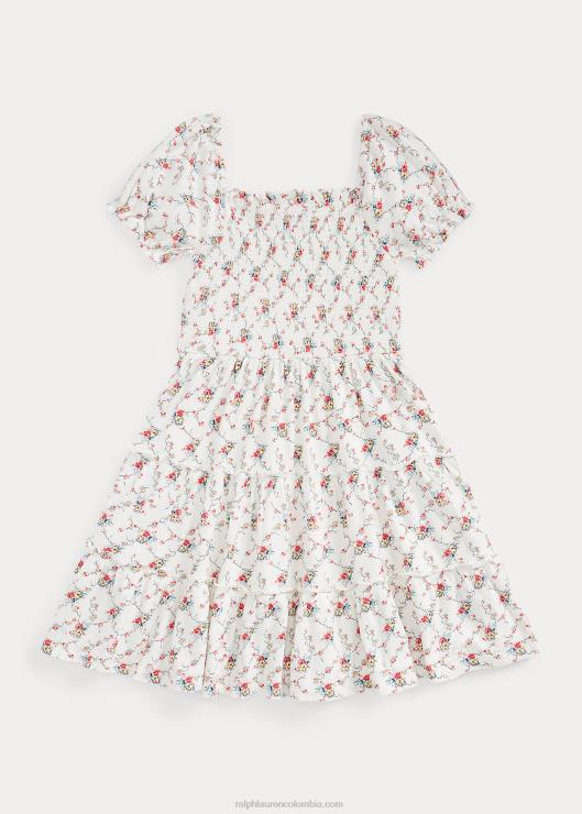 vestido de jersey de algodón fruncido floral niños marta floral Ralph Lauren 2XR2V7143