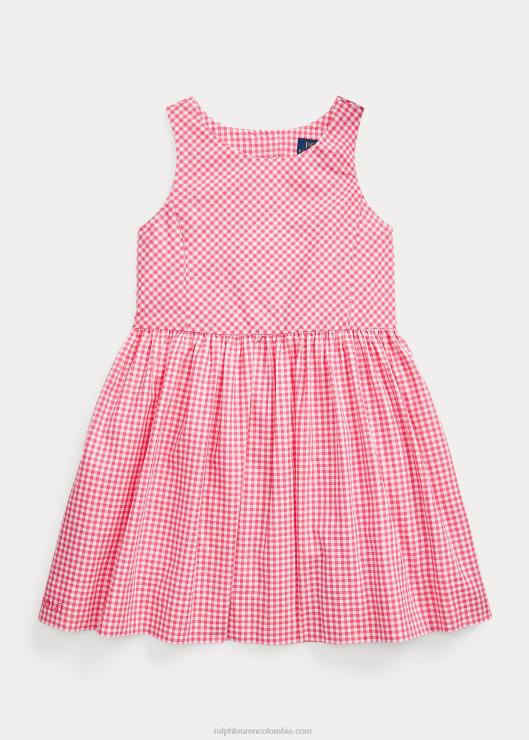 vestido de popelina de algodón a cuadros niños rosa/blanco Ralph Lauren 2XR2V7375