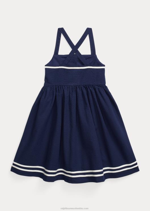 vestido de sirsaca de algodón con ancla niños azul marino refinado Ralph Lauren 2XR2V6859