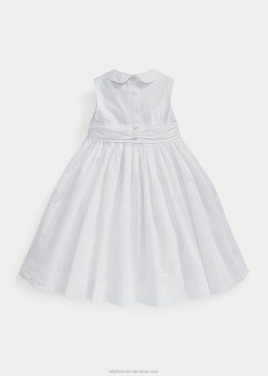 vestido de sirsaca de algodón fruncido niños blanco Ralph Lauren 2XR2V6841