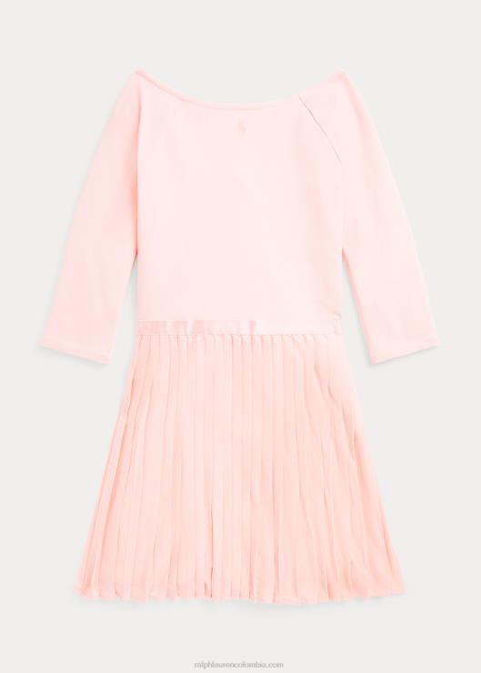 vestido plisado de punto jersey elástico niños arena rosa Ralph Lauren 2XR2V7598