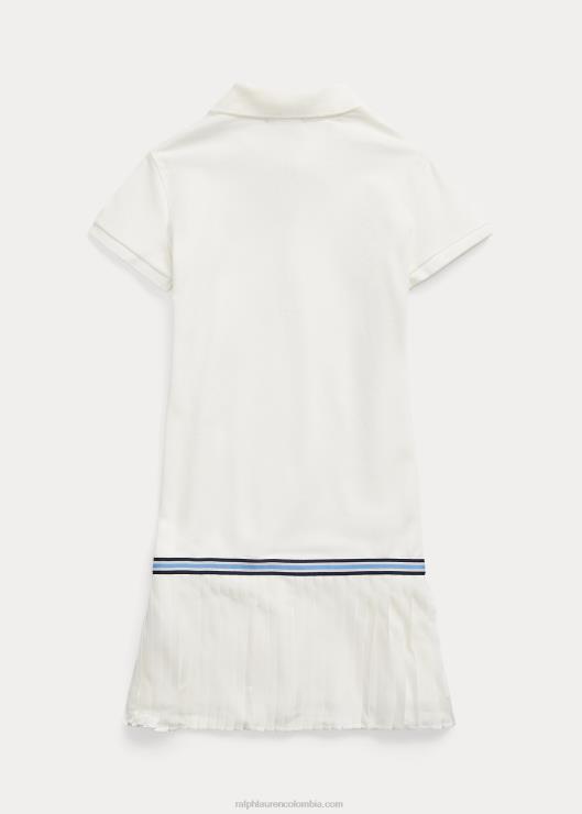 vestido polo de malla elástica con pliegues niños lavaplatos blanco Ralph Lauren 2XR2V7175