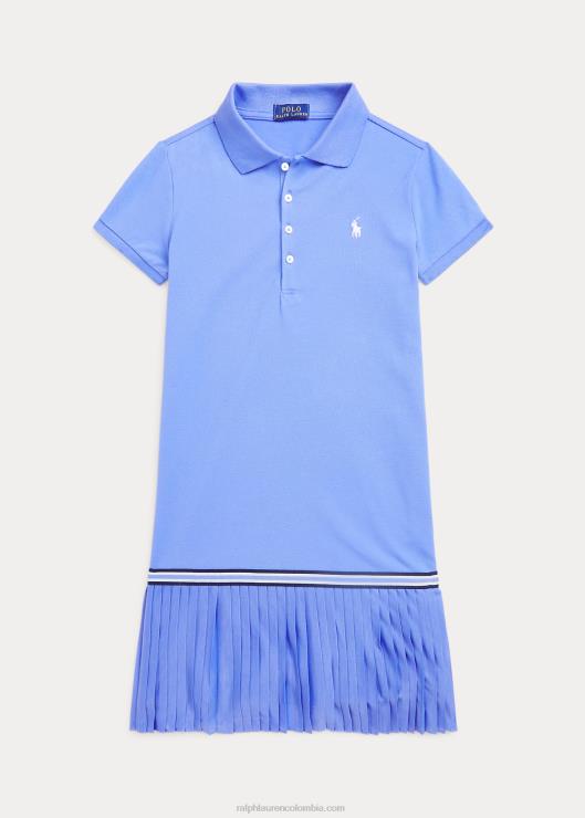 vestido polo de malla elástica con pliegues niños puerto isla azul Ralph Lauren 2XR2V7176