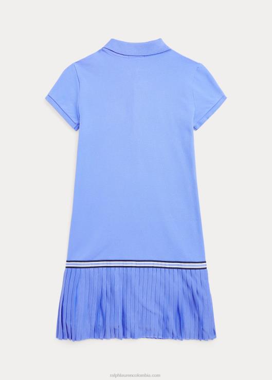 vestido polo de malla elástica con pliegues niños puerto isla azul Ralph Lauren 2XR2V7176