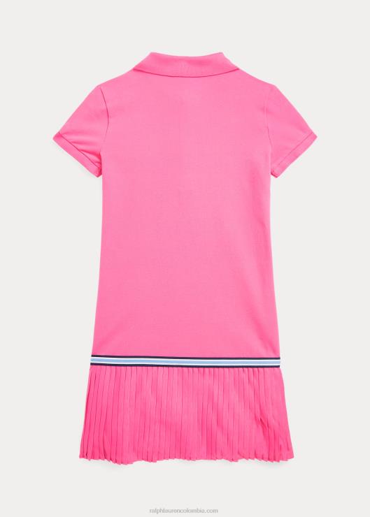 vestido polo de malla elástica con pliegues niños rosa desierto Ralph Lauren 2XR2V7177
