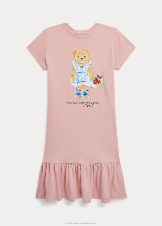 vestido tipo camiseta con osito de polo niños rosa adirondack Ralph Lauren 2XR2V7057
