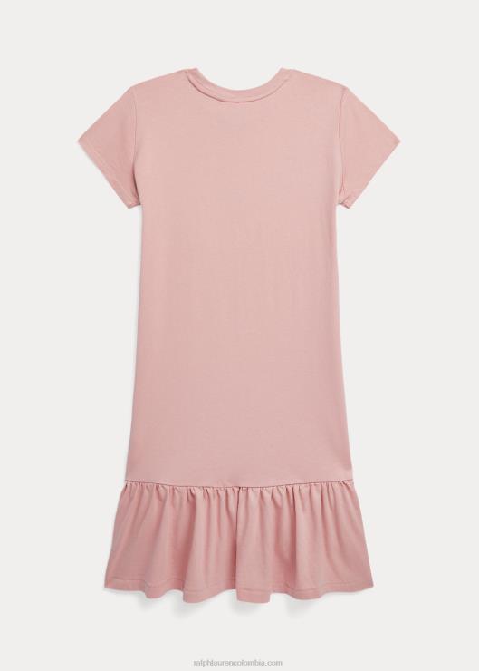 vestido tipo camiseta con osito de polo niños rosa adirondack Ralph Lauren 2XR2V7057