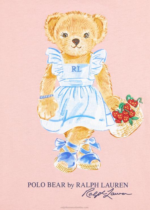 vestido tipo camiseta con osito de polo niños rosa adirondack Ralph Lauren 2XR2V7057