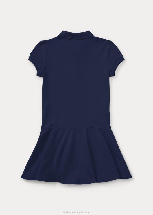 vestido tipo polo de malla de algodón elástico niños azul marino refinado Ralph Lauren 2XR2V7032