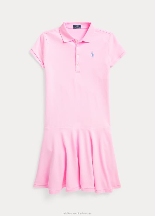 vestido tipo polo de malla de algodón elástico niños rosa carmelo Ralph Lauren 2XR2V7035