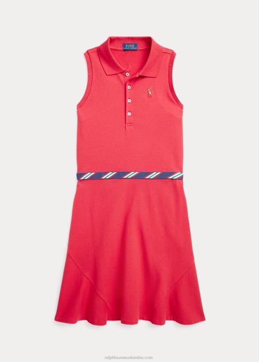 vestido tipo polo de malla elástica con ribete de grogrén niños estribor rojo Ralph Lauren 2XR2V6957